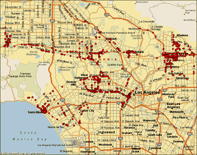 Los Angeles war driving map - click for larger version